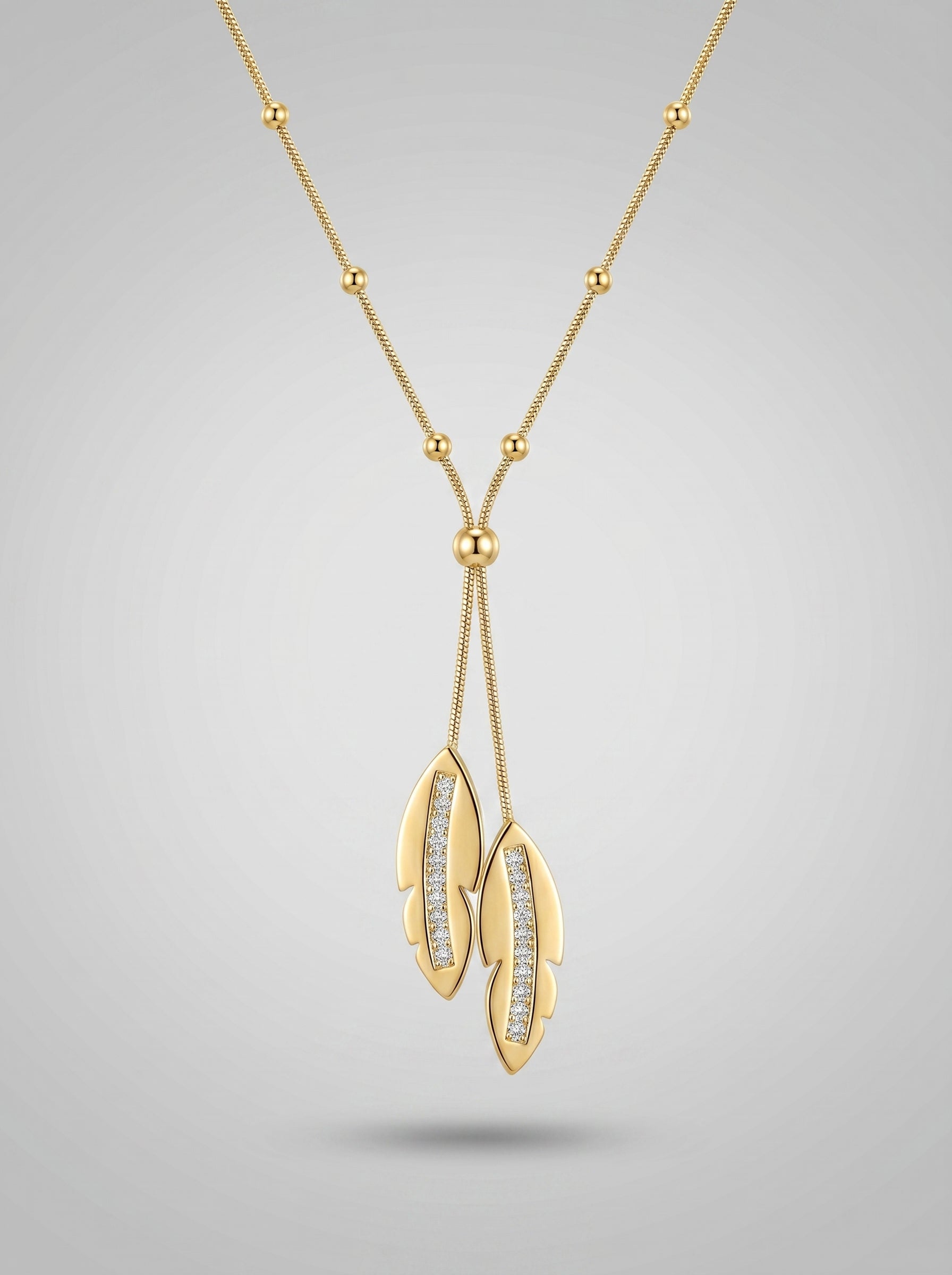 Golden Leaf Lariat Necklace